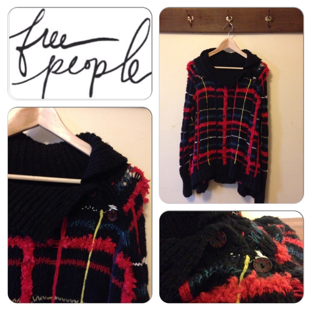 Free People RARE Plaid Pullover sz S